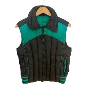 Vintage Mountain Goat By White Stag Down Puffer Vest Full Zip Black Green Large